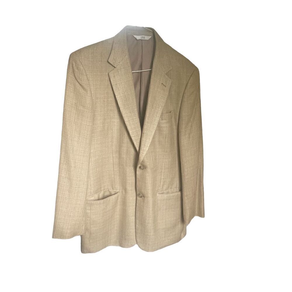 Versini 100% Silk Sport Coat Blazer Jacket Men’s 39 Long Beige/ Tan/ Woven